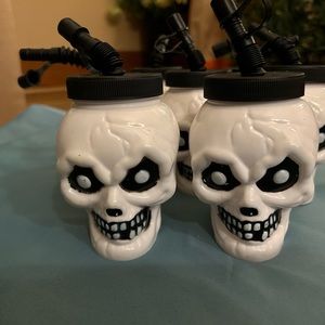 Set of 7 Kids Halloween Party “Skull Face” Juice Containers.